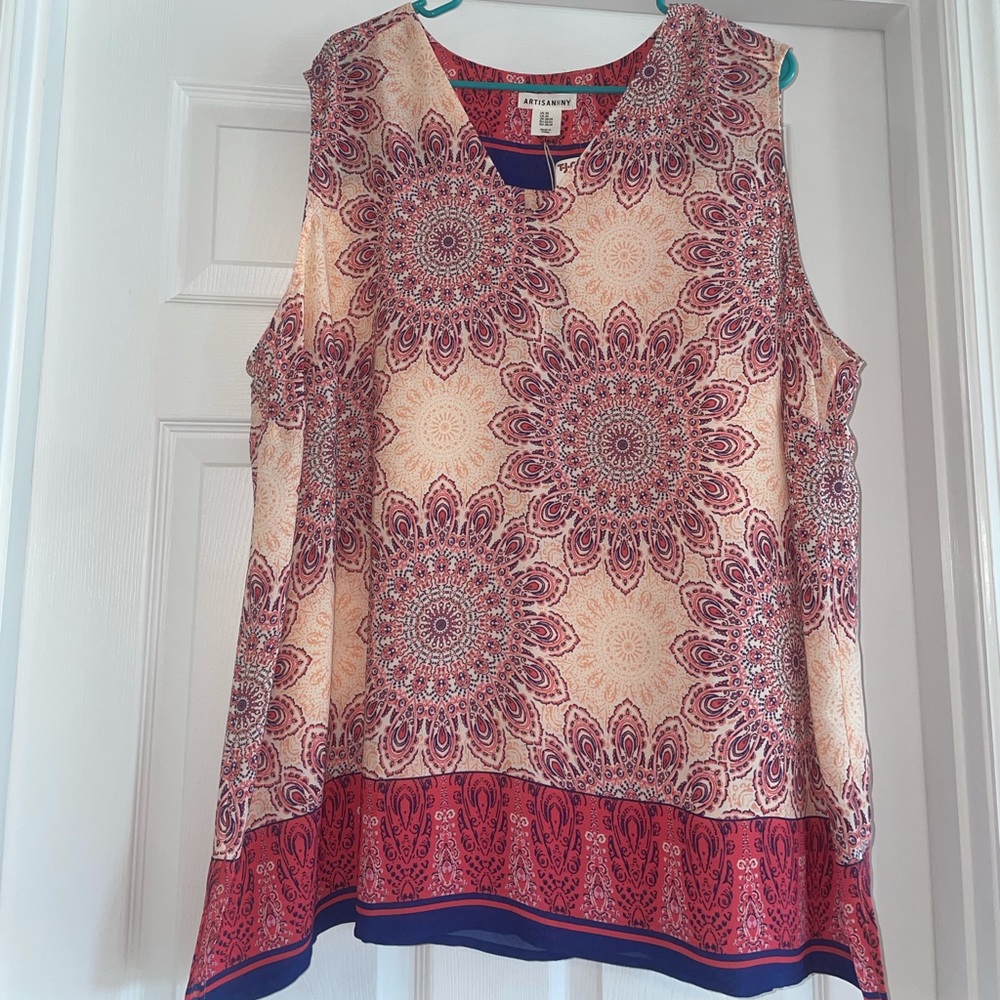 Artisan NY 3X pink/blue/peach top